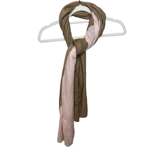 A New Day Scarf Brown Pink Neutral Scarves Work Casual Colorblock Wrap Winter - Picture 1 of 8